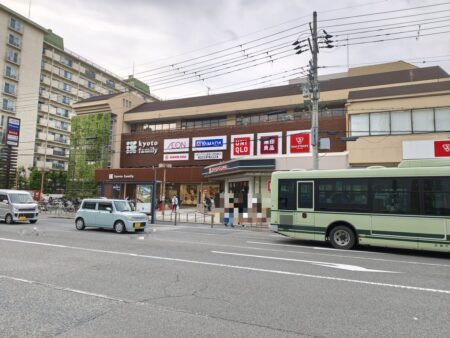 Exterior of the kyoto family shopping mall with its AEON store signage