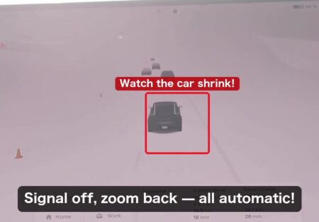 Screen returning to the normal zoom level after the lane change, with no driver input