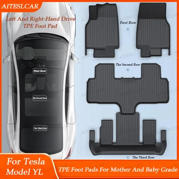 Tesla Model YL two-layer TPE plus carpet mat set for rows 1 to 3