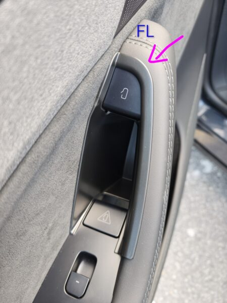 Left front door (FL) before fitting, seen at an angle