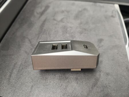 Glovebox USB hub with two USB-A ports next to one USB-C port