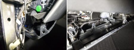 Wiring inside the passenger side of the dash