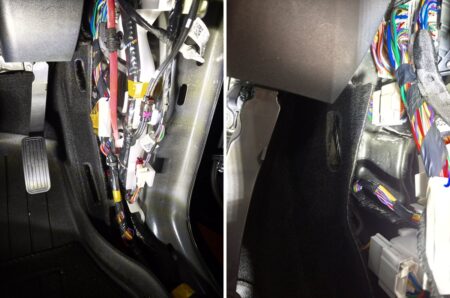 Routing the wiring in the driver footwell