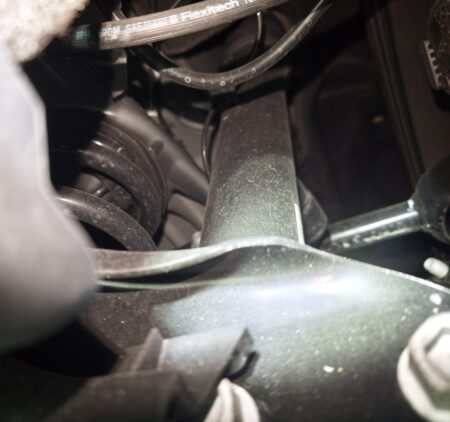 Model YL rear coil spring seen from beneath the car