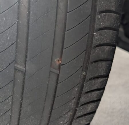 The metal fragment pulled out of the tyre