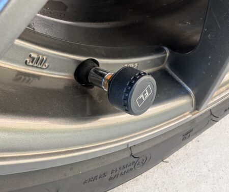 The TPMS sensor screwed on in place of the valve cap