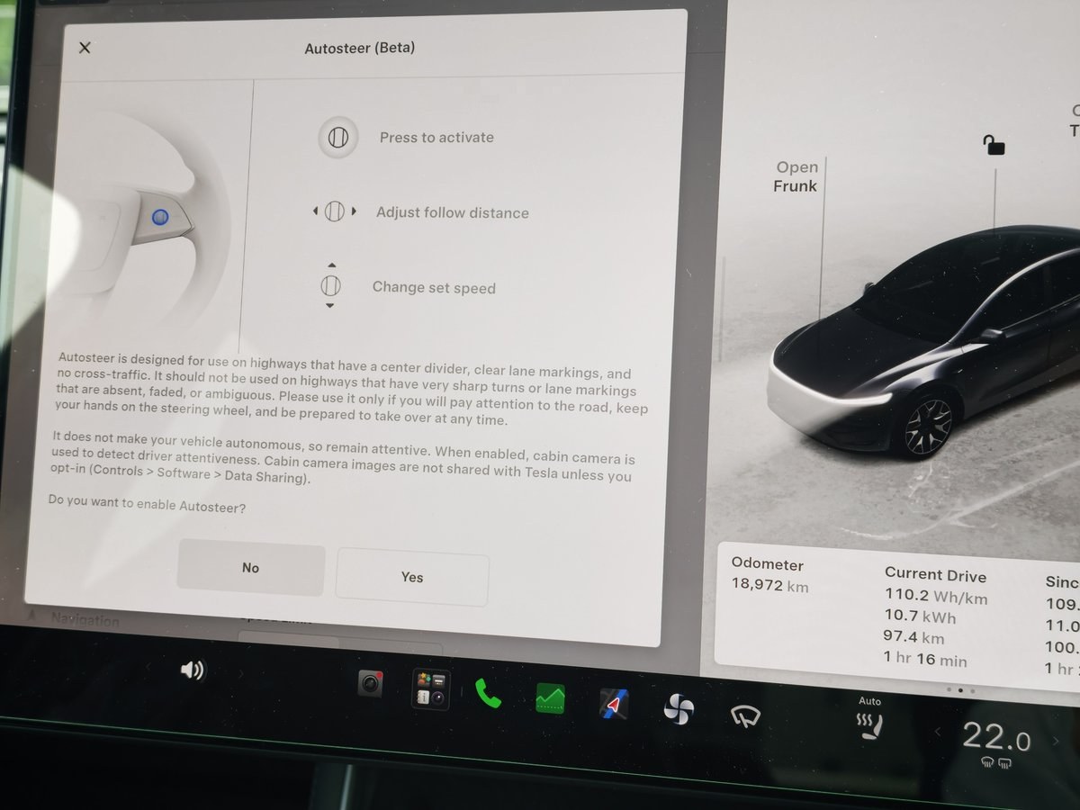 Model YL popup asking whether to enable Autosteer Beta