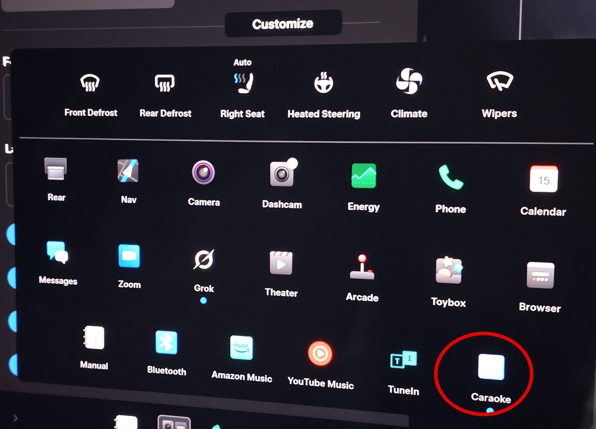 Caraoke icon in the Model YL app launcher