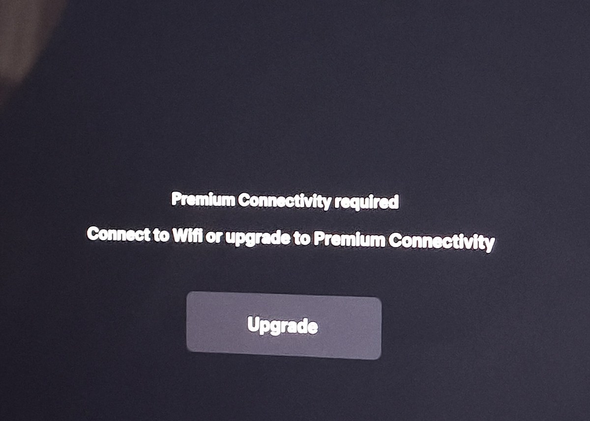The Premium Connectivity required screen shown when opening Caraoke