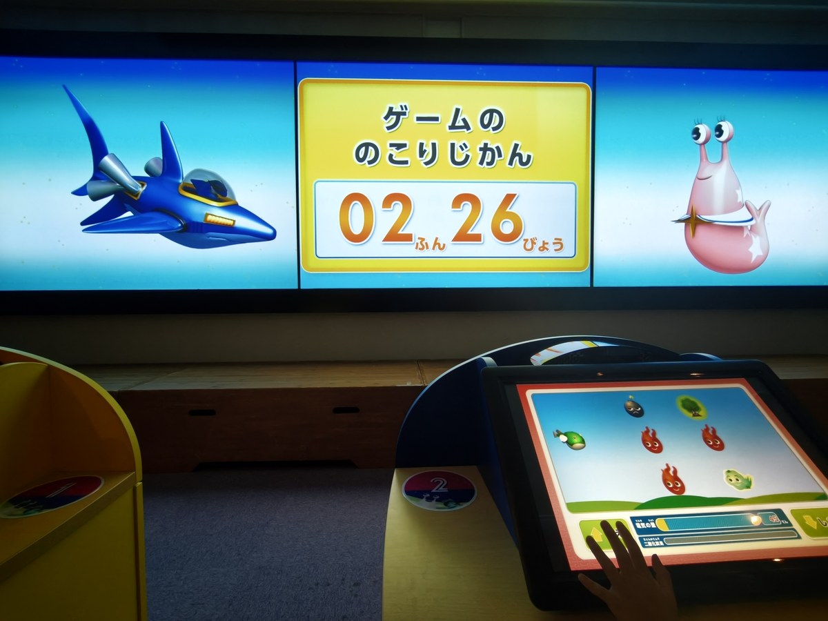 スクリーンにゲームの残り時間が表示され、手元の端末で回答している場面
