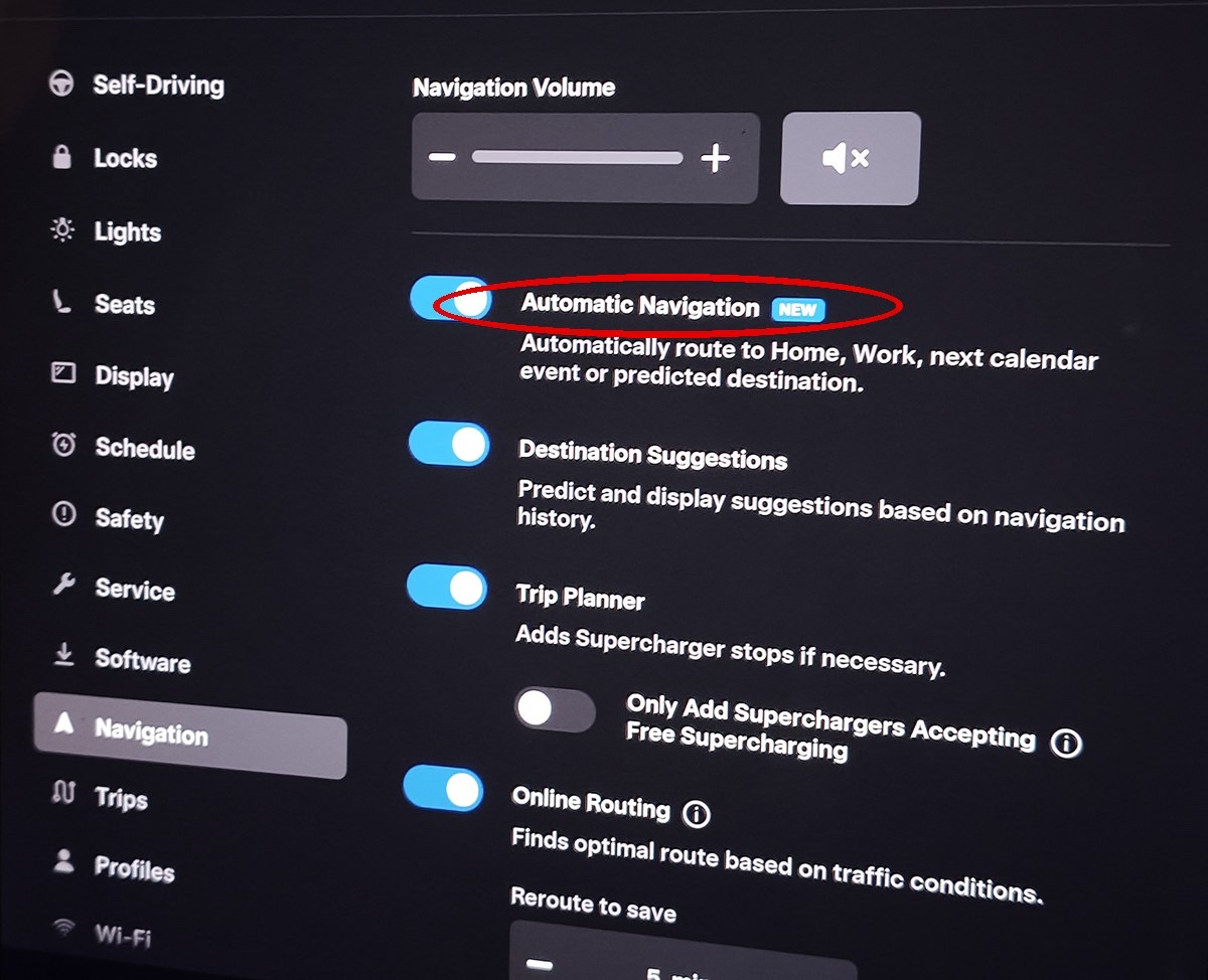 Navigation設定に追加されたAutomatic Navigationのトグル