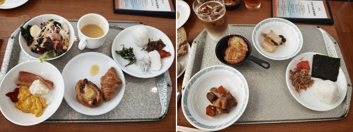 朝食ビュッフェで取ってきた料理