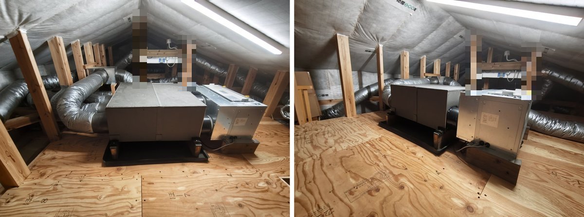 片付けたあとの小屋裏と全館空調の室内機